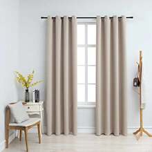 vidaXL Verdunkelungsvorhänge Mit Metallösen 2 Stk. Beige 140x175 Cm - one-size - View 1