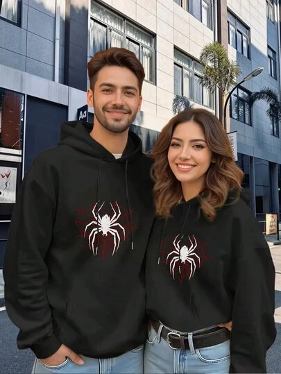 una pieza Ropa de Pareja Sudadera con Capucha para San Valentin Diseño de Telaraña Romantico Moda Casual Unisex para Parejas Look Coordinado Ropa Deportiva Suave y Calida para Cuidar el Cuidado Mut