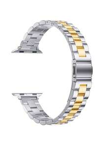 14mm Elegant Narrow Silver & Gold Metal Band Compatible With Apple Watch Ultra 3/2/1, SE/S10/S9/S8/S7/S5/S4/S3, 38/40/41mm, 44/45/46/49mm, Removable Gold Chain Strap, Ideal Gift For Young Women On New Year, Valentine's Day - Multicolor - View 7