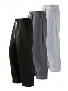 This Men's Casual Sweatpants Feature A Loose, Straight-Leg With A Fleece Comfort And Drape.Suitable Both Indoor And Outdoor Wear, It Also Makes A Great Couples.Pants Are Made Of% Polyester Fabric And Have A Drawstring Waistband Adjustable Fit, Available In Multiple Colors. - 黑色 - 查看 7