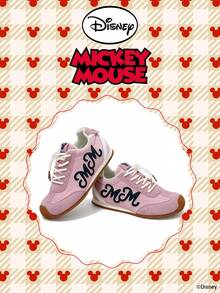 Disney 1 Pair Mickey Mouse Collaboration Children's Sneakers, Suitable For Daily Wear, Festivals, Sports, Outdoor Activities, Comfortable, Non-Slip, Breathable (Boys' Sneakers, Boys' Skate Shoes, Children's Sneakers, Girls' Sneakers, Girls' Skate Shoes) - Pink - View 2