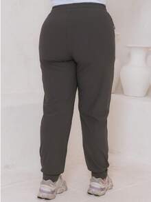 Women's Plus Size Jogger Pants, Premium Comfort, Sporty, Academic, And Elastane. Comfortable. - Xám - Xem 6