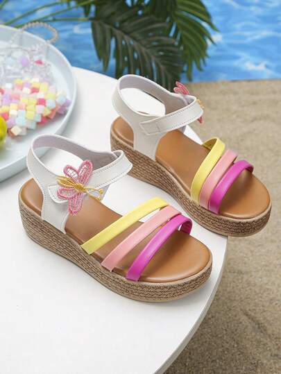 1 đôi sandal cao gót mùa hè cho bé gái, size nhỏ hơn 1 size, quai cài nhiều màu sắc thời trang, kiểu dáng thoải mái, nhẹ nhàng, đế xuồng, thích hợp cho hoạt động ngoài trời, hàng ngày, kỳ nghỉ, đi biển.