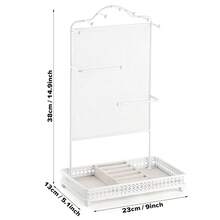 Jewelry Organizer Stand, Earring Holder Rack For Hanging Earrings Necklace Bracelets Watches Jewelry Display Large Rings Storage As Women Gift (White) - 耳環白色 - 查看 3