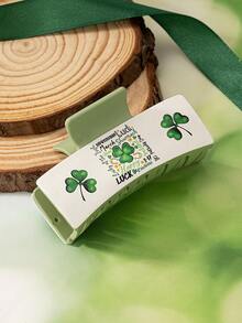 1 Pc PU Leather Green Clover Shamrock St. Patrick's Day Hair Claw Clip For Women - Multicolor - View 4