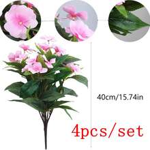1/2/4株仿真天竺葵灌木 - 逼真的粉色花朵搭配绿色叶子，适合室内外装饰，非常适合花园、门廊、露台、窗台花箱和悬挂式花盆，无需维护的仿真户外花卉灌木 - 彩色 - 查看 13