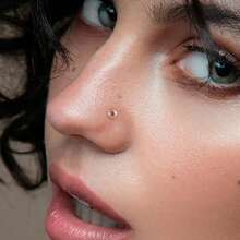 2 piezas Anillos nasales de vidrio Pyrex transparente de 16G y 18G en forma de L, kits de retención para estiramiento, con pendientes planos nuevos para joyería corporal - 2100 - Ver 10