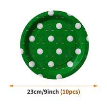 高尔夫主题一次性餐盘、餐巾纸、杯子套装，包含餐盘、餐巾纸和杯子，适合10位客人使用，一次性纸盘，派对餐具，适用于生日、婚礼、聚会、家庭野餐等场合。 - 彩色 - 查看 7