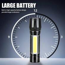 1 Stück tragbare, USB aufladbare Taschenlampe mit COB+XPE Zoom, 3 Beleuchtungsmodi, geeignet für Outdoor-Camping, Angeln, Notfälle - mehrfarbig - Übersicht 6