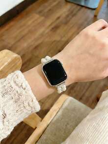 奢华珍珠钻石表带，兼容 Ultra/SE 2/SE 1/Series 11/10/9/8/7/6/5/4/3/2/1，尺寸：38/40/41/42/44/45/46/49 毫米 - 星光白 - 查看 3