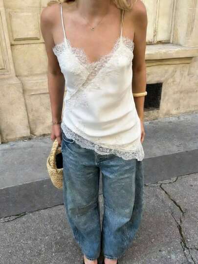 New Arrival Women's Fashion Lace Decor Sexy Lingerie-Style Top