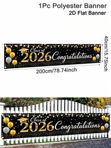 1 件大型毕业横幅，200*40 厘米，2026 届毕业生祝贺庭院标牌，适用于 2026 年毕业派对装饰，黑/红/绿/蓝金色欢迎标牌，适用于户外围栏、车库、花园、门廊背景墙、家居装饰、房间装饰，2D 平面户外悬挂横幅 - 彩色 - 查看 12