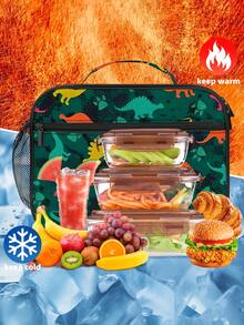 Kids Lunch Box Insulated Soft Bag Back To School Lunch Bag Lunch Boxes Reusable Insulated Portable Lunch Box Unisex Leak Proof Cooler Tote Bag - Green - View 7
