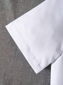 2 bucăți de tricou elegant pentru băieți pre-adolescenți, stil școlar clasic, petrecere casual pentru întoarcerea la școală: tricou cu mânecă scurtă și cămașă albă formală cu mânecă lungă - alb - Vizualizare 6