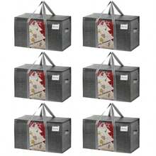 VENO 4 Pack Large Ornament Organizer Storage Bag For Moving Heavy-Duty Storage Boxes College Packing Supplies Moving Bags Dorm Foldable Tote With Window Light Blue With Window - 4 Pack+Dark Gray Window - View 1