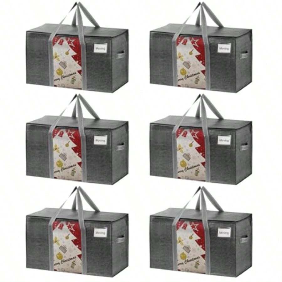 VENO 4 Pack Large Ornament Organizer Storage Bag For Moving Heavy-Duty Storage Boxes College Packing Supplies Moving Bags Dorm Foldable Tote With Window Light Blue With Window - 4 Pack+Dark Gray Window - View 1