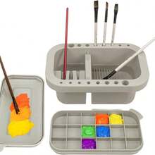 3-In-1 Multifunctional Bucket With Palette, Can Hold Painting Brushes; Portable Brush Holder - Handheld Pen Holder - View 5