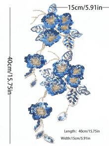 1件刺绣亮片蕾丝贴花缝纫花朵布料领贴片，适用于婚纱礼服新娘DIY工艺品 - ZH102B - 查看 2