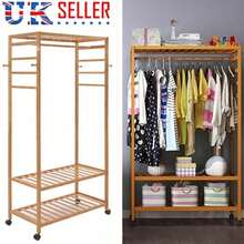 Heavy Duty Wooden Clothes Rail Rack - Burlywood (natural Wood Color) - View 2