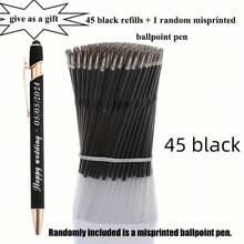 Bộ 25/45 ruột bút bi rút trơn tru, phù hợp với các loại bút tiêu chuẩn - đầu bút nhọn 0.7mm, mực đen và xanh dương, đầu bút thay thế bền, đồ dùng văn phòng phẩm thiết yếu (Kèm theo 1 bút bi in sai màu ngẫu nhiên) - Nhiều màu - Xem 11