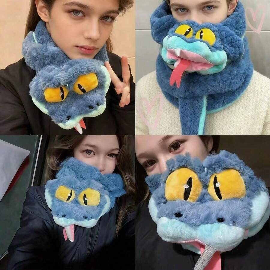 Disney 迪士尼动物之森加里蛇围巾，冬季保暖脖套，送给女朋友的贴心礼物，也适合作为新年礼物 - 彩色 - 查看 1