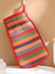 1pc Rainbow Striped Bath Towel, Exfoliating And Removing Dust, Thickened Bath Towel, Dust Removal Gloves, Bath Scrubbing Tool - Multicolor - View 8