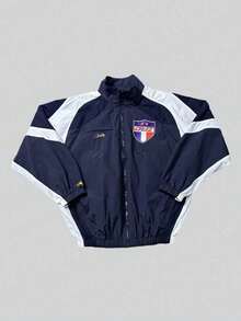 Men's DRILL Techwear Track Jacket Hooded Drawstring Functional Windbreaker Soccer Football Training Athletic Coat - 寶藍上衣 - 查看 2