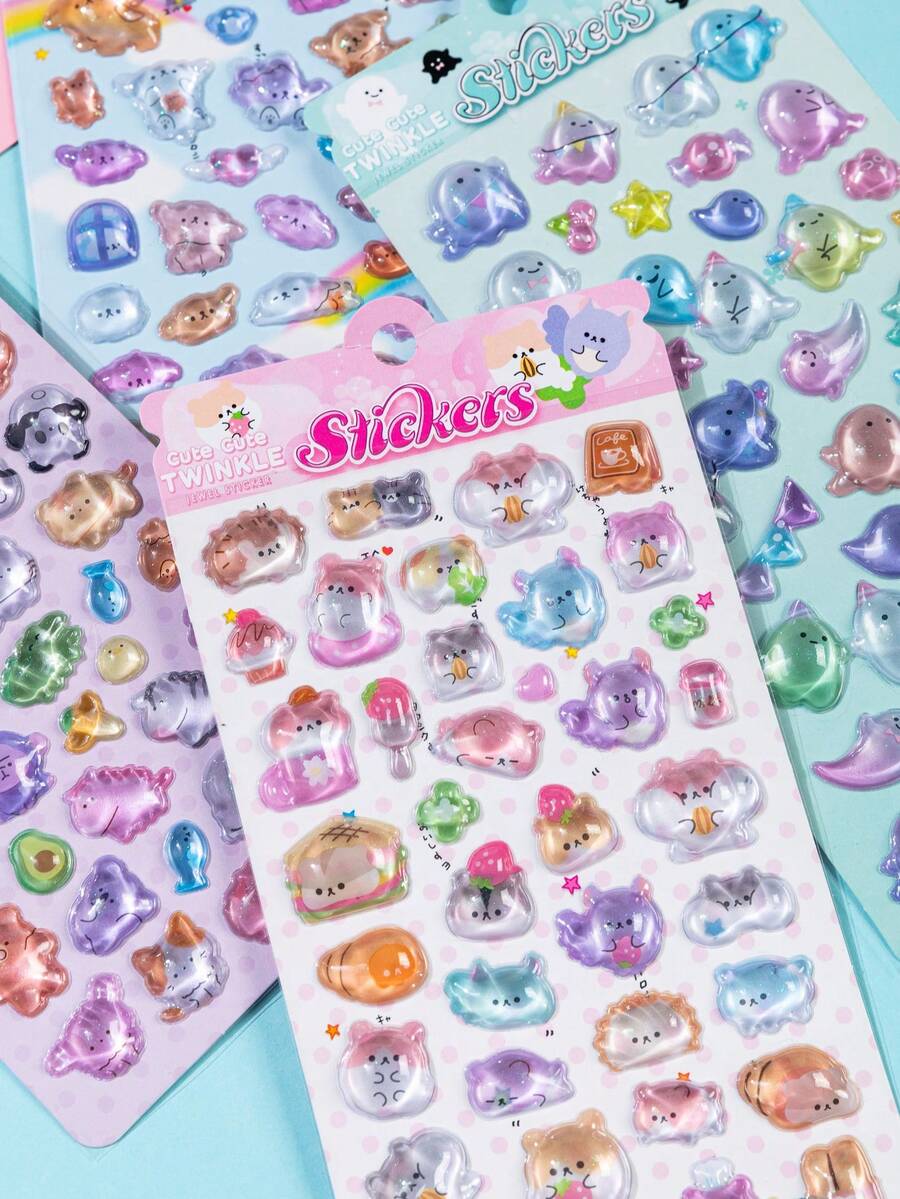 1 pieza Nuevo conjunto de pegatinas de resina epoxi 3D con diseños de animales de dibujos animados lindos 2026 | Pegatinas para fundas de teléfono, con temas que incluyen perro, gato, panda, oso, dinosaurio, cerdo y otros animales adorables - Multicolor - Ver 1