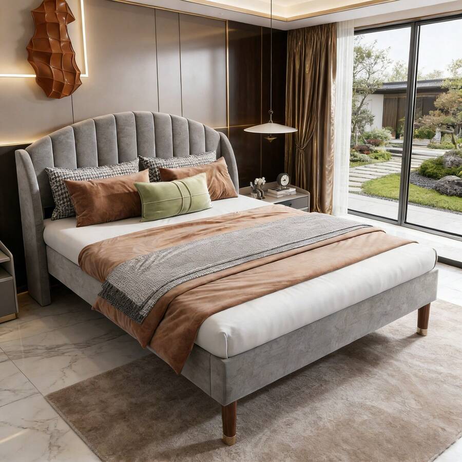 Bed Bases & Foundations - Gray + Velvet - View 1
