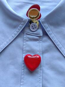 1pc/2pcs Elegant Heart-Shaped Button Set, Shirt Button Set, Clip-On Button Set, Fashionable Crystal Cufflink Set, Suitable For Tuxedo And Wedding Dress Decoration - Red - View 2