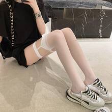 1 Pair Of Leg Ring Garter Stockings Black Stockings Half Tube Socks Pure Desire Japanese Style Long Stockings Hollow Out Thin Leg Stockings - 黑色 - 1對 - 查看 9