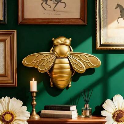 1pc Gold Bee Wall Decor, Modern Minimalist Bee Shaped Home Decor, Housewarming Or Friend Gift
