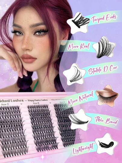 300片簇状假睫毛 - 8-16毫米，适合日常妆容、办公妆容、约会妆容、派对妆容，适合各种节日场合，新手也能轻松上手，放大双眼，提升眼部美感。