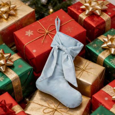 Christmas Stocking With Bow Velvet Stocking Bag Cute Hanging Decor For Fireplace Tree Party Holiday Home Ornaments