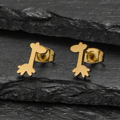 1 par de jirafas doradas, simples y lindas. Pueden ser usadas tanto por hombres como por mujeres y son adecuadas para uso diario o como regalo para festividades.