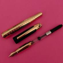 1pc Fountain Pen, 0.5mm Sharp Tip, Artistic Calligraphy, Preferred For Creation, Stainless Steel Pen Holder, Elegant And High-End, Pen Holder Carved With Stripes, Electroplating Process, Iridium Pen Tip, Built-In Ink Converter, Suitable For 2.6mm Caliber Ink Bags, Heavy Metal Feeling, Business Office, Suitable For Schools, Students, Learning Materials, Units, Colleagues, Friends, Holiday Gifts, Valentine's Day, Back To School Season, Back To School Season, Graduation Season, Birthday Gifts, Christmas, Father's Day, Mother's Day, Teachers' Day, Thanksgiving, Signature, Calligraphy, Art, Fountain Pen Gifts - Type a - View 5