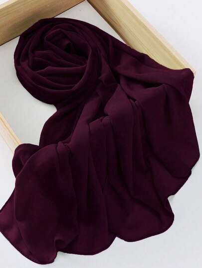 1pc Modest Casual Versatile Solid Color Soft & Breathable Chiffon Hijab Scarf, Spring/Summer