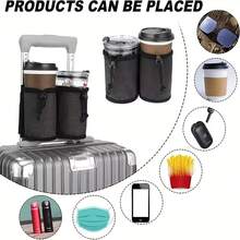 Heavy-Duty Travel Suitcase Cup Holder, Multi-Functional Carry-On Luggage Headset Cup Cover With Adjustable Height, Open Top Design - Durable Type - Hồng - Xem 8