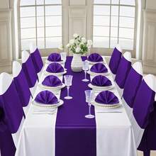 Purple Satin Table Runner 12x108 Inches Long, Silk-Like Smooth Table Decor For Wedding Birthday Party, 12 Pack - 紫色 - 查看 4