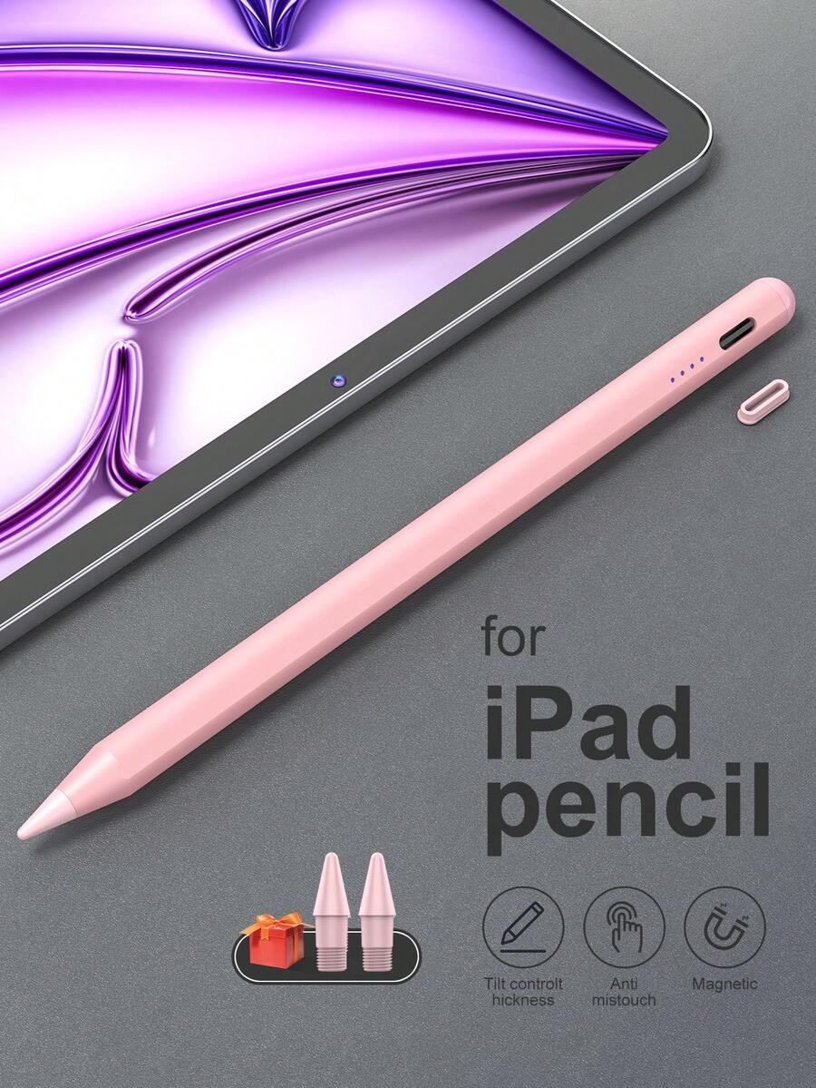 Stylus Pen For IPad (A16) 11 Inch 11th Generation (2025 Model), With LED Power Indicator Light, Compatible With 2018-2025 IPad Models, Replaceable Tip Design, Compatible With IPad 6th Gen 9.7 Inch, Comes With Type-C Charging Cable, Compatible With IPad 10th Gen, Double-Tap Top Of Stylus To Turn On/Off On IPad 9th Gen