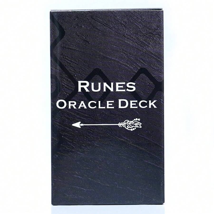 Bộ bài tiên tri Runes, bài bói toán, trí tuệ cổ xưa, hướng dẫn tâm linh, biểu tượng huyền bí, công cụ thiền định, quà tặng siêu hình. - màu đen - Xem 1