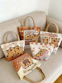 Cute Capybara Canvas Tote Bag, Birthday Party Gift Bag, Lucky Gift Bag - Multicolor - View 6