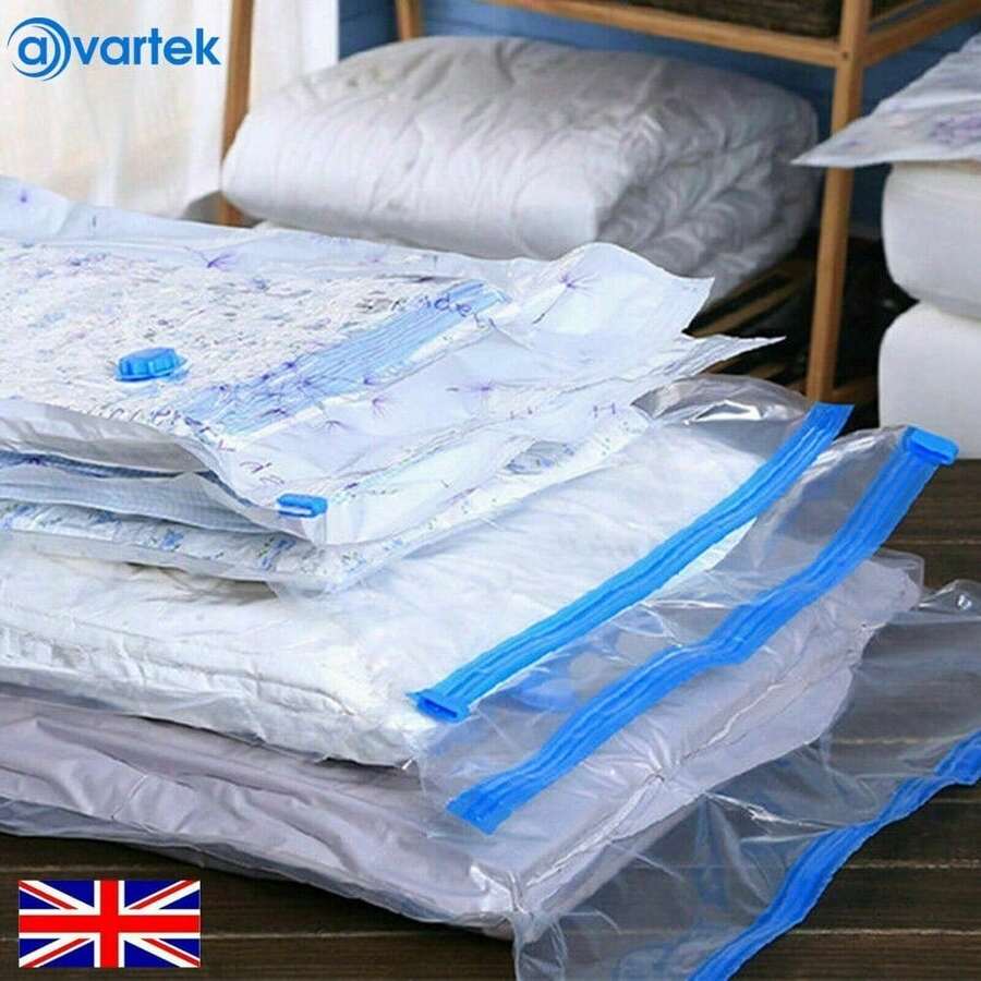 6 X STRONG VACUUM STORAGE SPACE SAVING BAGS VAC BAG SPACE SAVER VACCUM VACUM-BAG - transparente - Ver 1