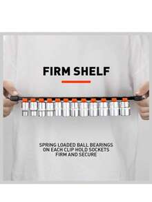 6Pc Socket Holder Set Rack Rail Mountable 86 Clips Tool Storage 1/4 3/8 1/2 - A - View 6