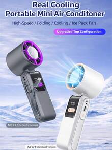 3-In-1 Portable Handheld Foldable Neck Fan With Built-In Type-C Charging Cable, Serves As Emergency Phone Charger, Convenient For Travel And Outdoor Use - Multicolor - View 4