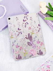 1 件装 TPU 软壳，紫色花卉图案，兼容 iPad Pro Mini 1/2/3/Mini 4/Mini 5/Mini 6/Mini 7/Air/Air 2/9.7/10.2/10.5/Air 4/Air 5/10.9/Pro 11 英寸/第十代/Air 11 英寸 (M3) 2025/Pad (A16) 11 英寸第十一代 2025、A7/A8，轻薄柔软，清新/个性化/创意/简约设计，透明平板电脑保护套，无触控笔插槽 - 彩色 - 查看 1