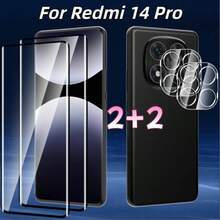 4件/包，適用於 Redmi Note 13 Pro+/14 Pro/14 Pro 4G/14 Pro 5G/14 Pro+/15 4G/15 5G/15 Pro 4G/15 Pro 5G/15 Pro+/14 4G/14 5G/15 Pro/15 Pro+/13C/14C/15C/A5/15/A7 Pro，2片高清鋼化玻璃螢幕保護貼 + 2片高清透明鋼化玻璃鏡頭保護貼，全覆蓋鋼化玻璃螢幕保護貼，含高清邊膠 - 無色 - 查看 15