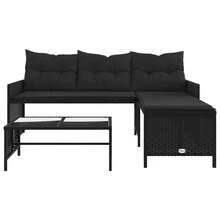 vidaXL L-Förmiges Gartensorfa Mit Tisch Und Kissen, Schwarz Polyrattan - 黑色 - 查看 5