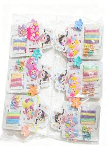 PACK OF 12 Assorted Children's Kits Of Hair Clips With Scrunchies - mẫu 2 - Xem 2