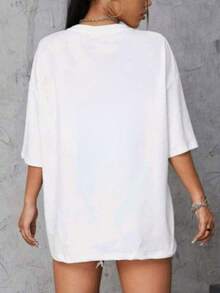 Camiseta Feminina Blusinha Estampada Malha Premium Camisa Gola Redonda Basica Dia a Dia Lançamento Moda FEMININA - Branco - Visão 2